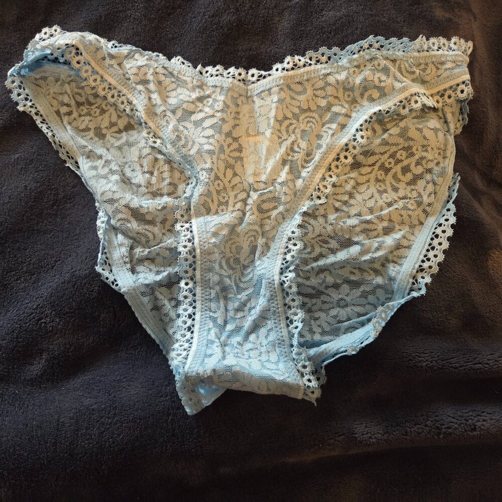 Aerie blue lace hi-cut bikini panties size L